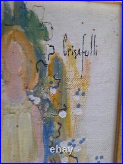 VTG Crisafulli Signed Original Art Framed Painting Girl 7 X 5 Colorful