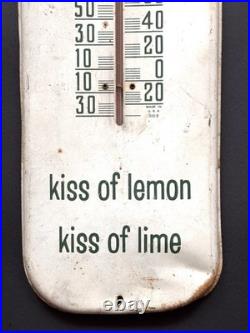 VTG DRINK BUBBLE UP SODA PAINTED METAL WORKING THERMOMETER SIGN / 16 x 6