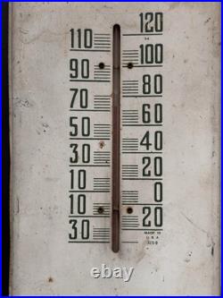 VTG DRINK BUBBLE UP SODA PAINTED METAL WORKING THERMOMETER SIGN / 16 x 6