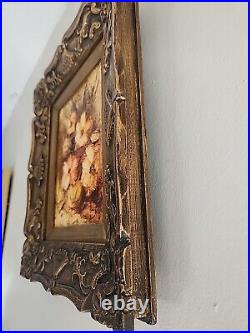 VTG Floral Painting Gold Wood Ornate Frame 16.5 x 14.5. Oil On Canvas. Signed