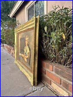 VTG Framed Portrait Original Painting 1948 Blond Child 32x39 Signed Sara B