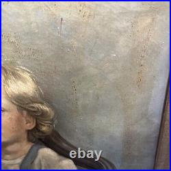 VTG Framed Portrait Original Painting 1948 Blond Child 32x39 Signed Sara B