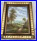 VTG Gold Wood Framed Oil Painting Summer Landscape Trees Lake Signed Miles