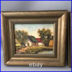 VTG HOLLAND H WESTER LANDSCAPE FARM OIL PAINTINGS on GOLD WOOD FRAMES SIGNED