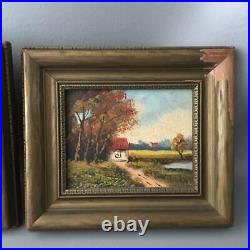 VTG HOLLAND H WESTER LANDSCAPE FARM OIL PAINTINGS on GOLD WOOD FRAMES SIGNED