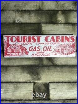 VTG Hand Painted Wooden Sign TOURIST CLEAN CABINS GAS OIL Rustic Motel Lodge 29 VTG Hand Painted Wooden Sign TOURIST CLEAN CABINS GAS OIL Rustic Motel Lodge 29