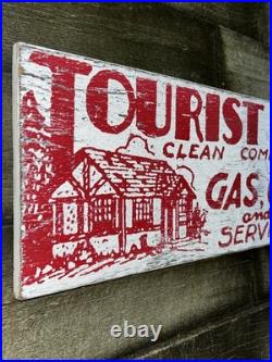 VTG Hand Painted Wooden Sign TOURIST CLEAN CABINS GAS OIL Rustic Motel Lodge 29 VTG Hand Painted Wooden Sign TOURIST CLEAN CABINS GAS OIL Rustic Motel Lodge 29
