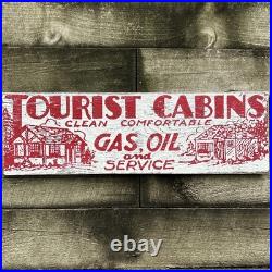 VTG Hand Painted Wooden Sign TOURIST CLEAN CABINS GAS OIL Rustic Motel Lodge 29 VTG Hand Painted Wooden Sign TOURIST CLEAN CABINS GAS OIL Rustic Motel Lodge 29
