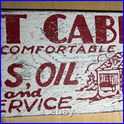 VTG Hand Painted Wooden Sign TOURIST CLEAN CABINS GAS OIL Rustic Motel Lodge 29 VTG Hand Painted Wooden Sign TOURIST CLEAN CABINS GAS OIL Rustic Motel Lodge 29