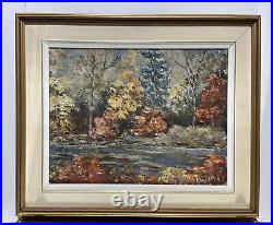 VTG. Impressionist Fall Landscape Signed Maggie Reid Oil Painting