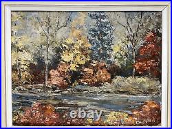 VTG. Impressionist Fall Landscape Signed Maggie Reid Oil Painting