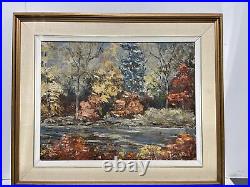 VTG. Impressionist Fall Landscape Signed Maggie Reid Oil Painting