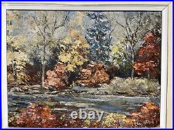 VTG. Impressionist Fall Landscape Signed Maggie Reid Oil Painting