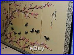 VTG Japanese Chinese 4 Panel Folding Screen Byobu Painted 60x35 Antique Signed