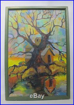 VTG Josephine Reiniger SIGNED Autumn Tree Expressionism Oil/Canvas Painting yqz