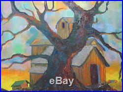 VTG Josephine Reiniger SIGNED Autumn Tree Expressionism Oil/Canvas Painting yqz
