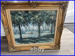 VTG Landscape Landscape Oil Painting Fall Forest Signed Framed Fine Detailed