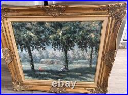 VTG Landscape Landscape Oil Painting Fall Forest Signed Framed Fine Detailed