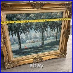 VTG Landscape Landscape Oil Painting Fall Forest Signed Framed Fine Detailed