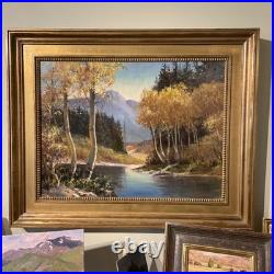VTG Landscape Oil Painting Provo River Mountains & Autumn Trees. Signed