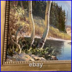 VTG Landscape Oil Painting Provo River Mountains & Autumn Trees. Signed