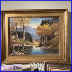 VTG Landscape Oil Painting Provo River Mountains & Autumn Trees. Signed