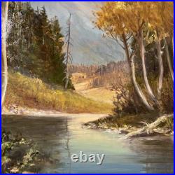 VTG Landscape Oil Painting Provo River Mountains & Autumn Trees. Signed