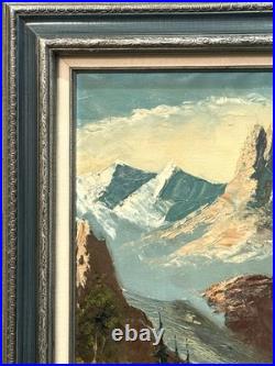 VTG MCM Original European Impasto Style O/C Rocky Mountain Landscape, Signed