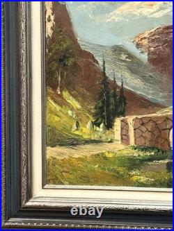 VTG MCM Original European Impasto Style O/C Rocky Mountain Landscape, Signed