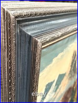 VTG MCM Original European Impasto Style O/C Rocky Mountain Landscape, Signed