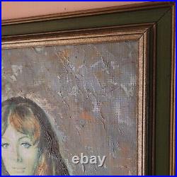 VTG MCM SPAIN Original Painting signed Girl with Guitar FRAMED Beauty Spanish