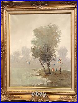 VTG Mid 20C Orig. European Impressionism O/C Landscape Park Scene, Signed/Framed