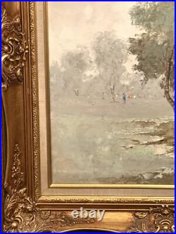 VTG Mid 20C Orig. European Impressionism O/C Landscape Park Scene, Signed/Framed