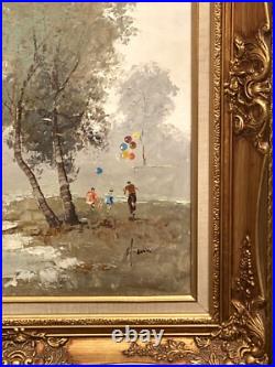 VTG Mid 20C Orig. European Impressionism O/C Landscape Park Scene, Signed/Framed