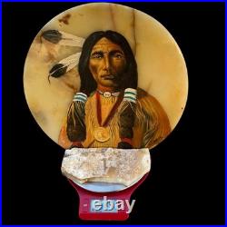 VTG Native American Indian Chief Painting Set On Slab Southwestern Decor Signed