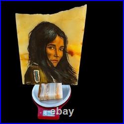 VTG Native American Indian Chief Painting Set On Slab Southwestern Decor Signed