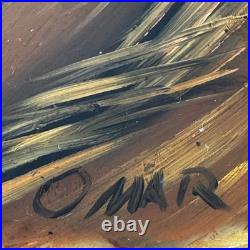 VTG Native American Indian Chief Painting Set On Slab Southwestern Decor Signed