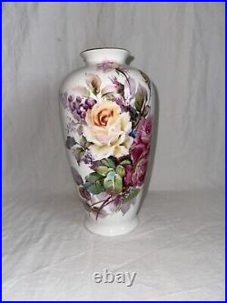 VTG Noritake Toki Kaisha Hand Painted Artist Signed Bone China Floral Vase Mint