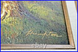 VTG OIL ON CANVAS PAINTING signed Hampton Forest Stream ORIGINAL LANDSCAPE