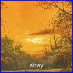 VTG OIL ON CANVAS PAINTING signed Hampton Forest Stream ORIGINAL LANDSCAPE