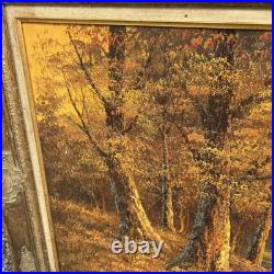 VTG OIL ON CANVAS PAINTING signed Hampton Forest Stream ORIGINAL LANDSCAPE