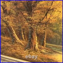 VTG OIL ON CANVAS PAINTING signed Hampton Forest Stream ORIGINAL LANDSCAPE
