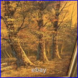 VTG OIL ON CANVAS PAINTING signed Hampton Forest Stream ORIGINAL LANDSCAPE