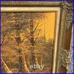 VTG OIL ON CANVAS PAINTING signed Hampton Forest Stream ORIGINAL LANDSCAPE