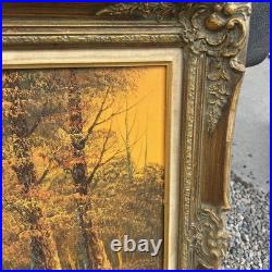 VTG OIL ON CANVAS PAINTING signed Hampton Forest Stream ORIGINAL LANDSCAPE