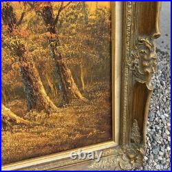 VTG OIL ON CANVAS PAINTING signed Hampton Forest Stream ORIGINAL LANDSCAPE