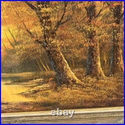 VTG OIL ON CANVAS PAINTING signed Hampton Forest Stream ORIGINAL LANDSCAPE