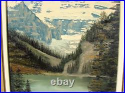 VTG Oil PAINTING Framed ART Trees LAKE Mountains Signed J. STANGE 10 X 12