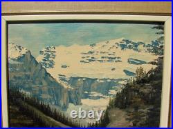 VTG Oil PAINTING Framed ART Trees LAKE Mountains Signed J. STANGE 10 X 12