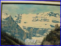 VTG Oil PAINTING Framed ART Trees LAKE Mountains Signed J. STANGE 10 X 12